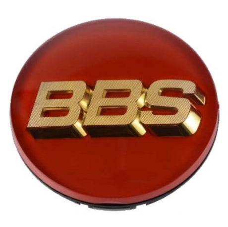 BBS Center Cap - 70mm Red w/ Gold 3D Logo (4-tab) BBS Wheel Center Caps  AXOPROS