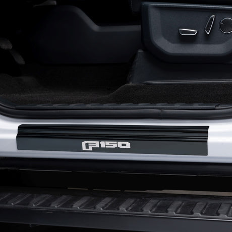 Putco 15-20 Ford F-150 - SuperCrew w/ F-150 Etchinng (4pcs) Black Platinum Door Sills Putco Door Panels  AXOPROS
