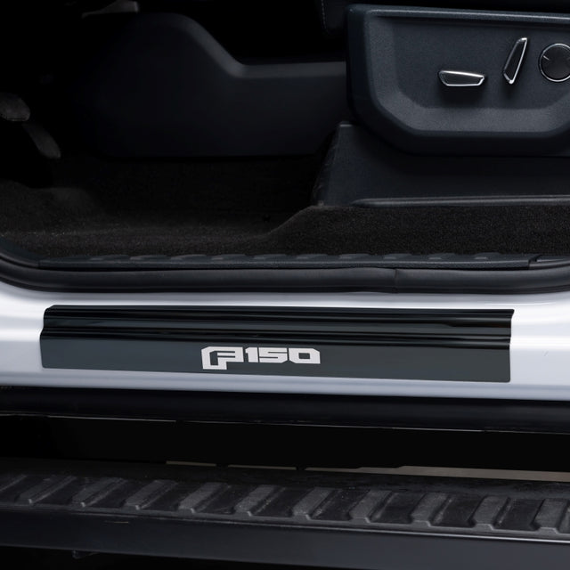 Putco 15-20 Ford F-150 - SuperCrew w/ F-150 Etchinng (4pcs) Black Platinum Door Sills Putco Door Panels  AXOPROS