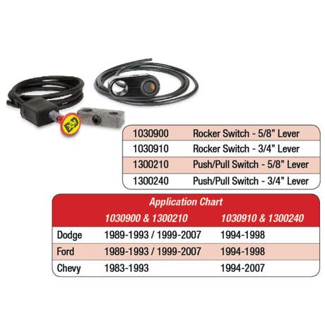 BD Diesel Push/Pull Switch Kit Exhaust Brake - 5/8in Manual Lever BD Diesel Exhaust Brakes  AXOPROS