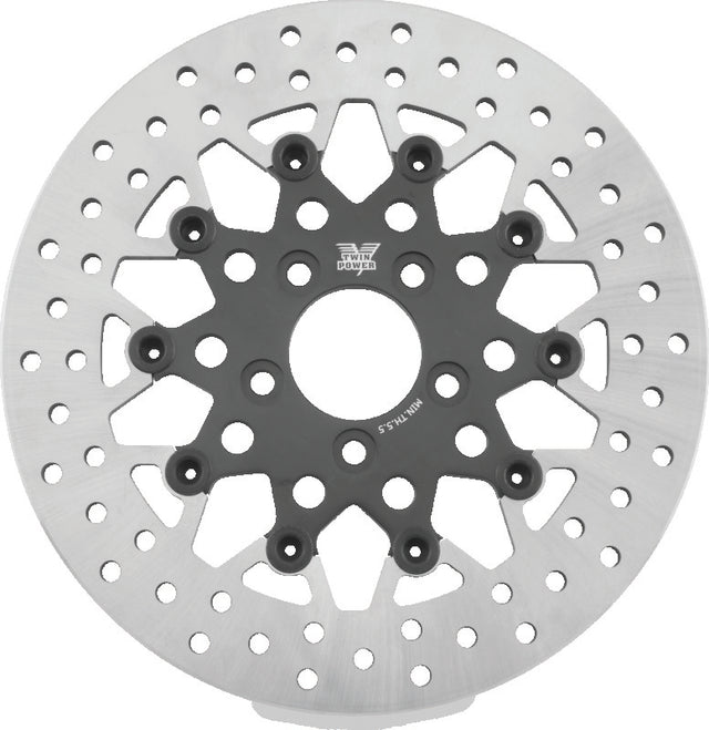 Twin Power 08-Up FLH FLT Rear 11.8in Floating Rotor Mesh Black TwinPower Brake Rotors - OE  AXOPROS