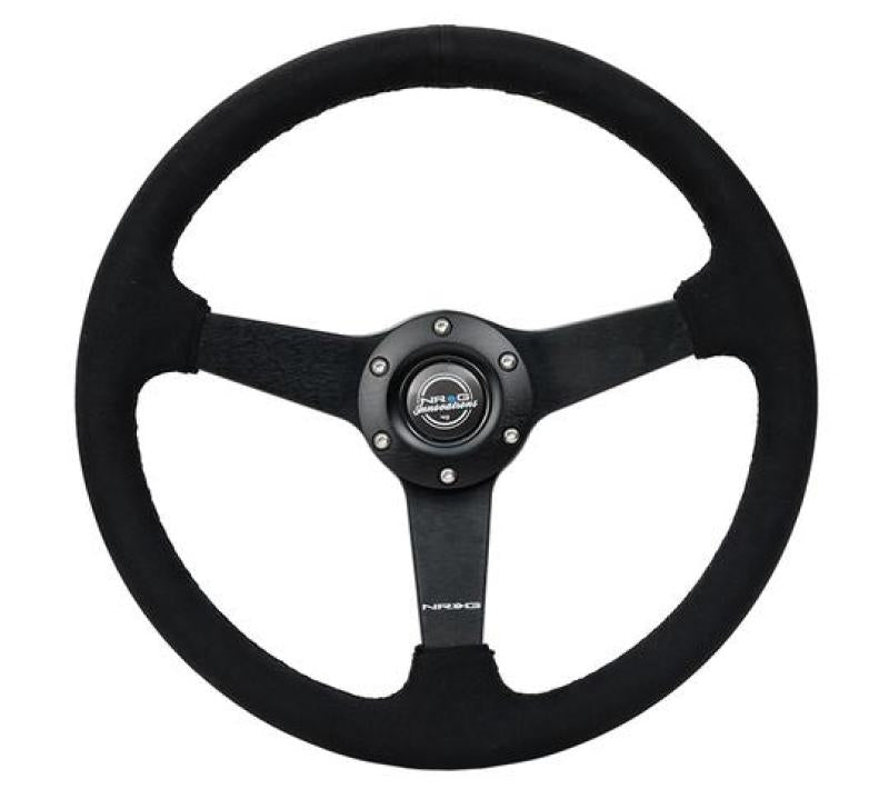 NRG Sport Steering Wheel (350mm/ 1.5in. Deep) Matte Black Spoke/ Black Alcantara w/ Black Stitching NRG Steering Wheels  AXOPROS