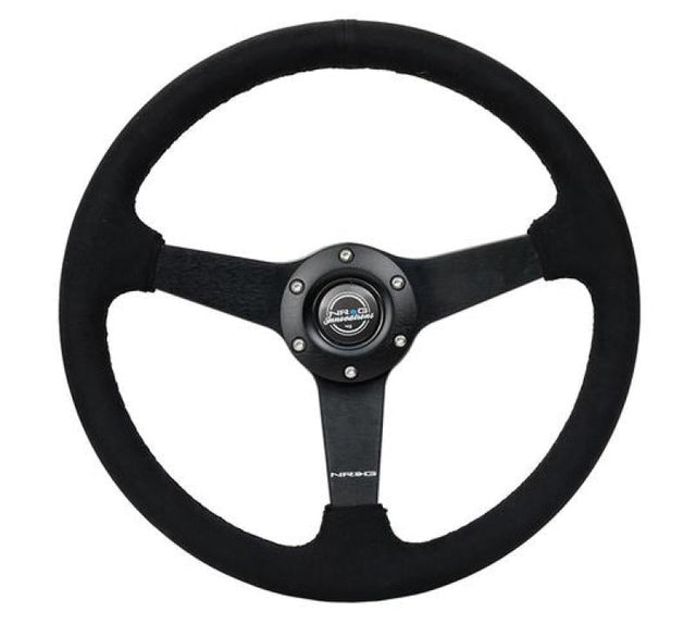 NRG Sport Steering Wheel (350mm/ 1.5in. Deep) Matte Black Spoke/ Black Alcantara w/ Black Stitching NRG Steering Wheels  AXOPROS