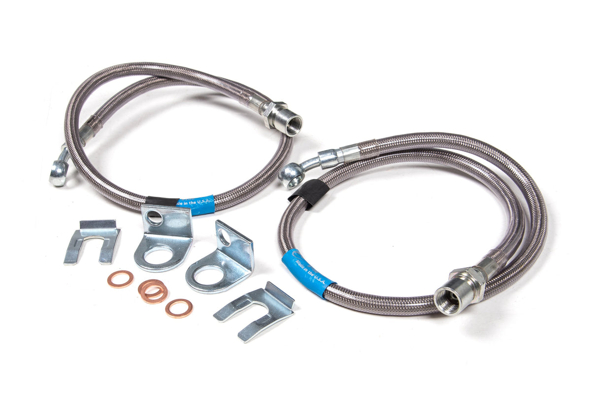 Front Brake Line Set - Stainless Steel - Fits 6 Inch Lift - Chevy/GMC Truck And SUV (07-18) BDS Suspension Brake Hydraulic Hose Kit  AXOPROS