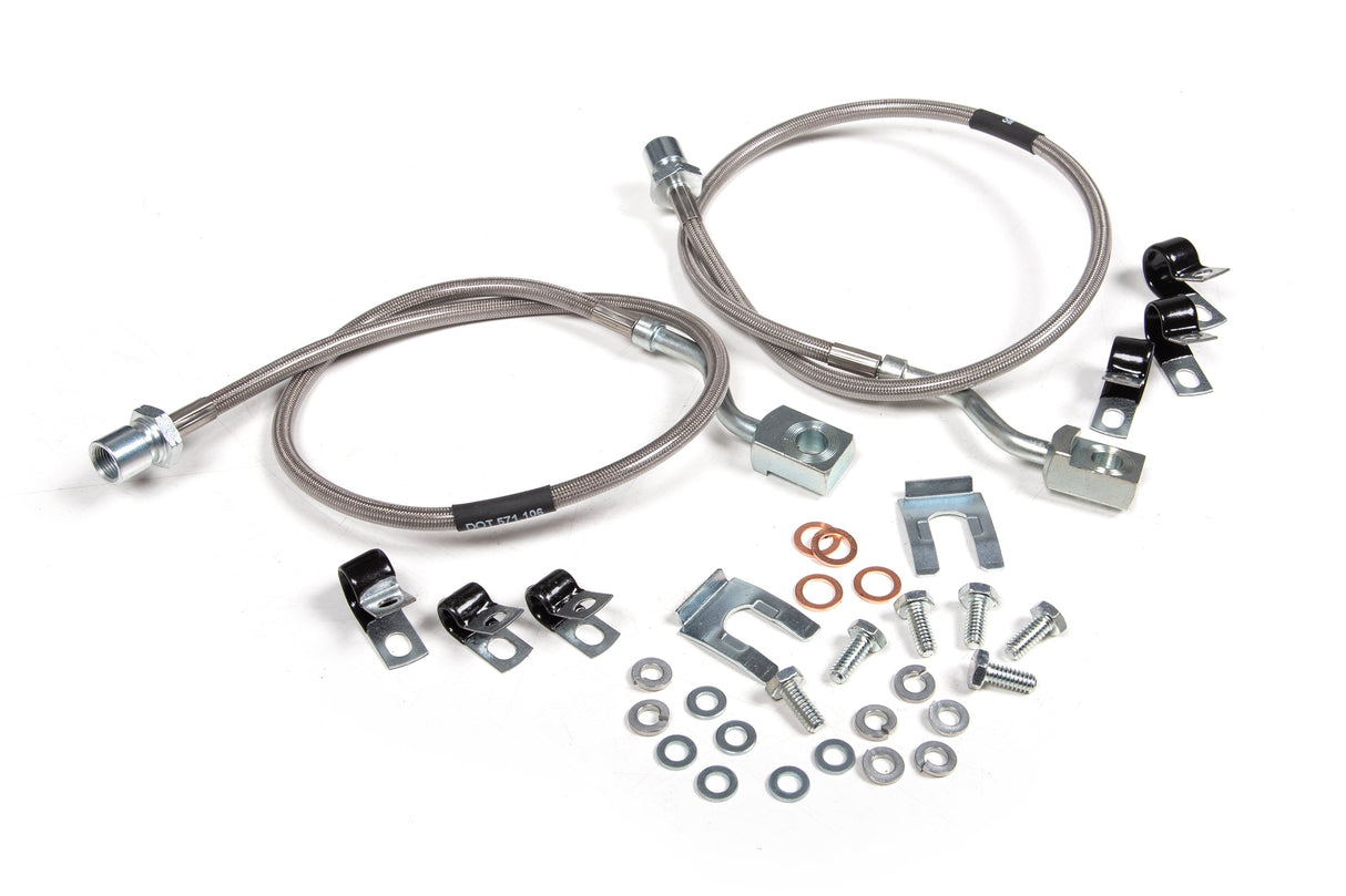 Front Brake Line Set - Stainless Steel - Fits 6 Inch Lift - Chevy Silverado And GMC Sierra 2500HD / 3500HD (11-24) BDS Suspension Brake Hydraulic Hose Kit  AXOPROS