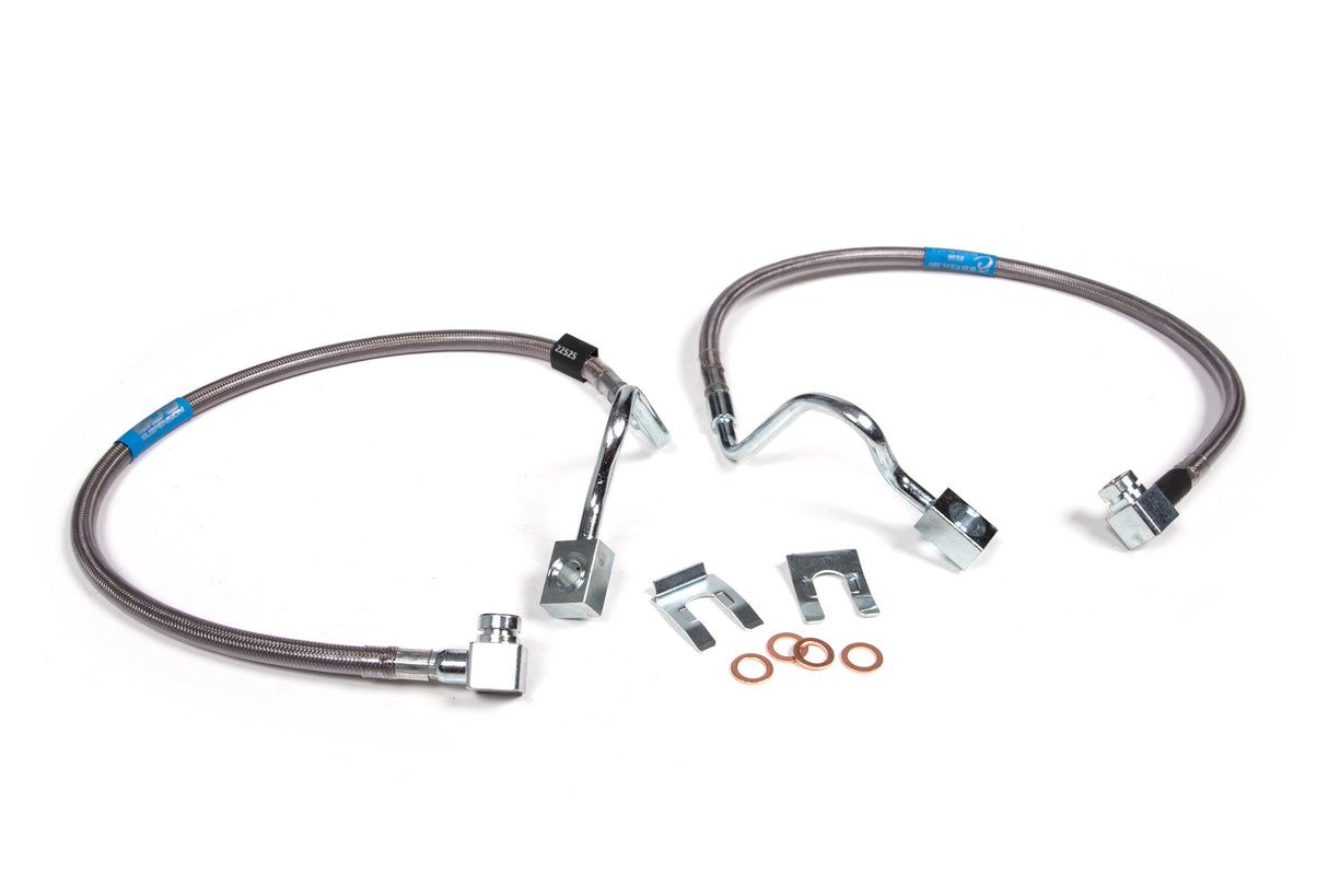 Front Brake Line Set - Stainless Steel - Fits 6-8 Inch Lift - Ford F150 (04-08) 4WD BDS Suspension Brake Hydraulic Hose Kit  AXOPROS