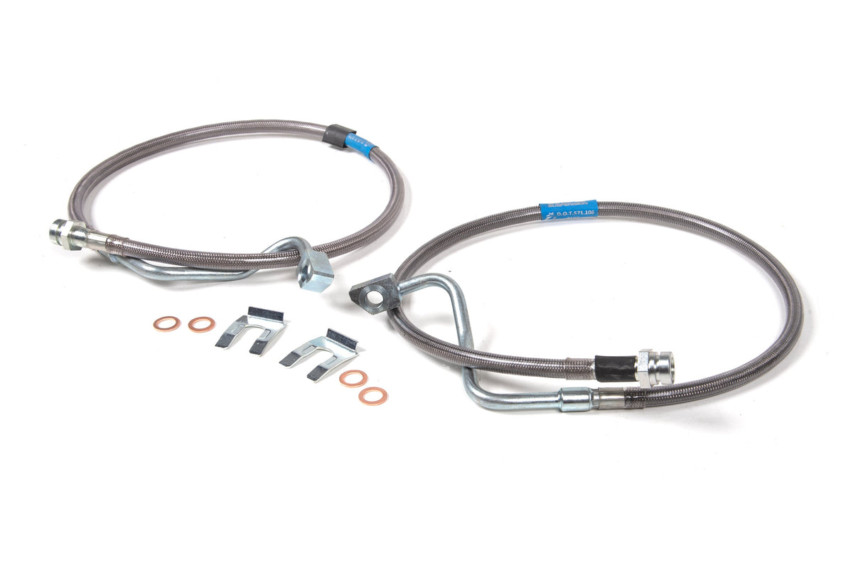 Front Brake Line Set - Stainless Steel - Fits 6-8 Inch Lift - Ford F250/F350 Super Duty (08-10) 4WD BDS Suspension Brake Hydraulic Hose Kit  AXOPROS