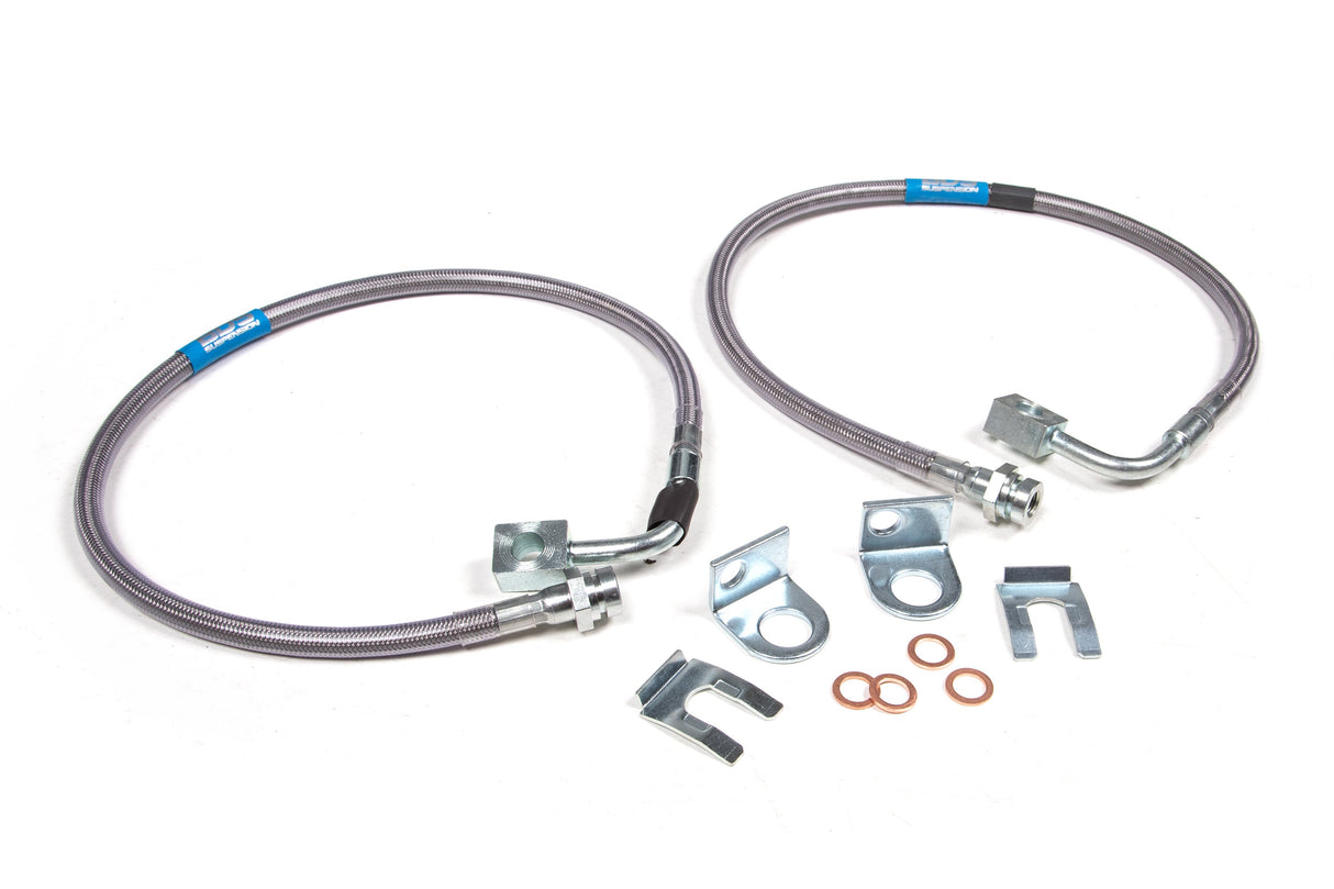Rear Brake Line Set - Stainless Steel - Fits 4-6.5 Inch Lift - Jeep Wrangler JK (07-18) BDS Suspension Brake Hydraulic Hose Kit  AXOPROS