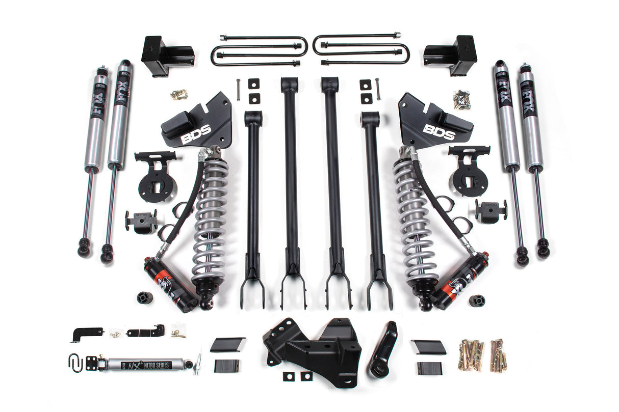 4 Inch Lift Kit W/ 4-Link - FOX 2.5 Performance Elite Coil-Over Conversion - Ford F250/F350 Super Duty (17-19) 4WD - Diesel BDS Suspension Suspension Lift Kit  AXOPROS