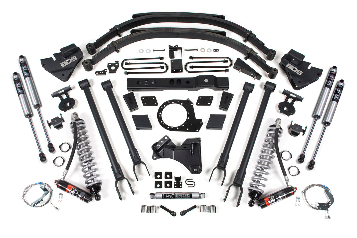 8 Inch Lift Kit W/ 4-Link - FOX 2.5 Performance Elite Coil-Over Conversion - Ford F250/F350 Super Duty (17-19) 4WD - Diesel BDS Suspension Suspension Lift Kit  AXOPROS