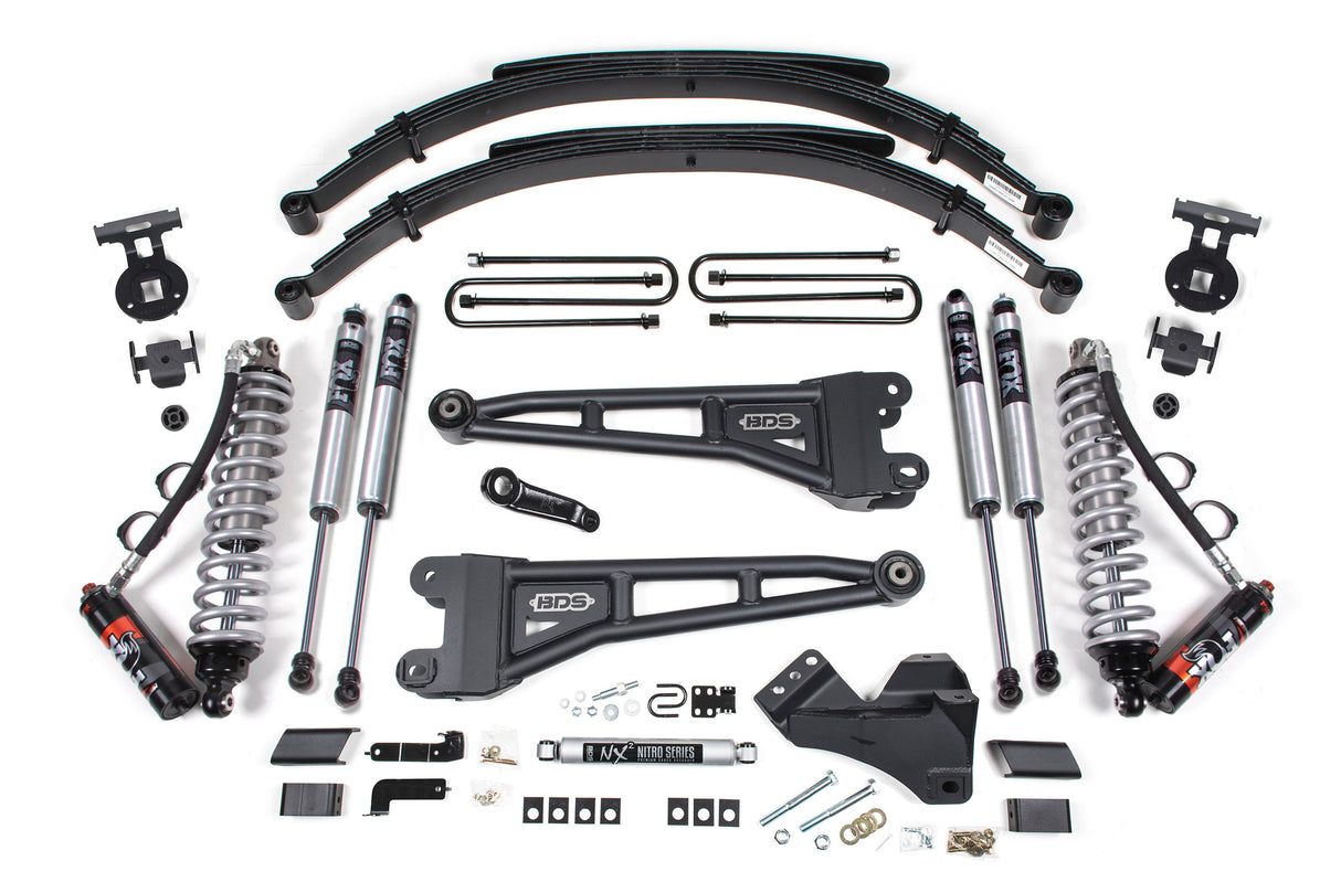 4 Inch Lift Kit W/ Radius Arm - FOX 2.5 Performance Elite Coil-Over Conversion - Ford F250/F350 Super Duty (17-19) 4WD - Diesel BDS Suspension Suspension Lift Kit  AXOPROS