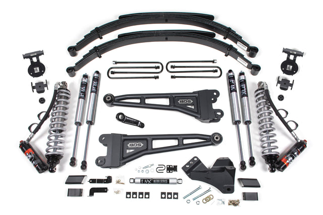 4 Inch Lift Kit W/ Radius Arm - FOX 2.5 Performance Elite Coil-Over Conversion - Ford F250/F350 Super Duty (17-19) 4WD - Diesel BDS Suspension Suspension Lift Kit  AXOPROS