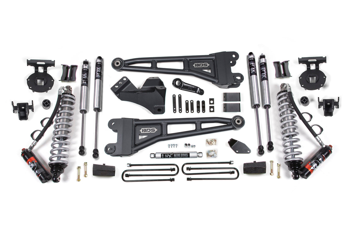 4 Inch Lift Kit W/ Radius Arm - FOX 2.5 Performance Elite Coil-Over Conversion - Ford F250/F350 Super Duty (08-10) 4WD - Diesel BDS Suspension Suspension Lift Kit  AXOPROS