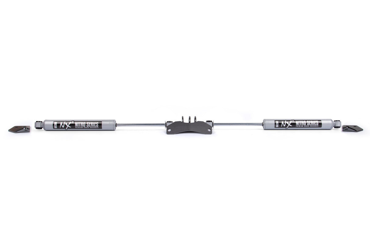 Dual Steering Stabilizer Kit W/ NX2 Shocks - Dodge Ram 1500 Mega Cab (06-08) 4WD - Y-Style Steering BDS Suspension Steering Stabilizer Hardware Kit  AXOPROS