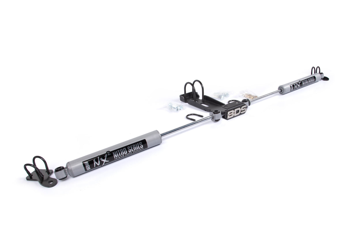 Dual Steering Stabilizer Kit W/ NX2 Shocks - Jeep Wrangler JK (07-18) BDS Suspension Steering Stabilizer Hardware Kit  AXOPROS