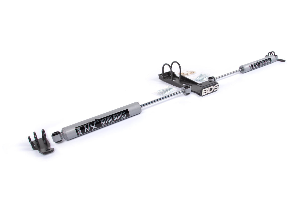 Dual Steering Stabilizer Kit W/ NX2 Shocks - Jeep Wrangler TJ (97-06)- Cherokee XJ (84-01)- Grand Cherokee ZJ (93-98) BDS Suspension Steering Stabilizer Hardware Kit  AXOPROS