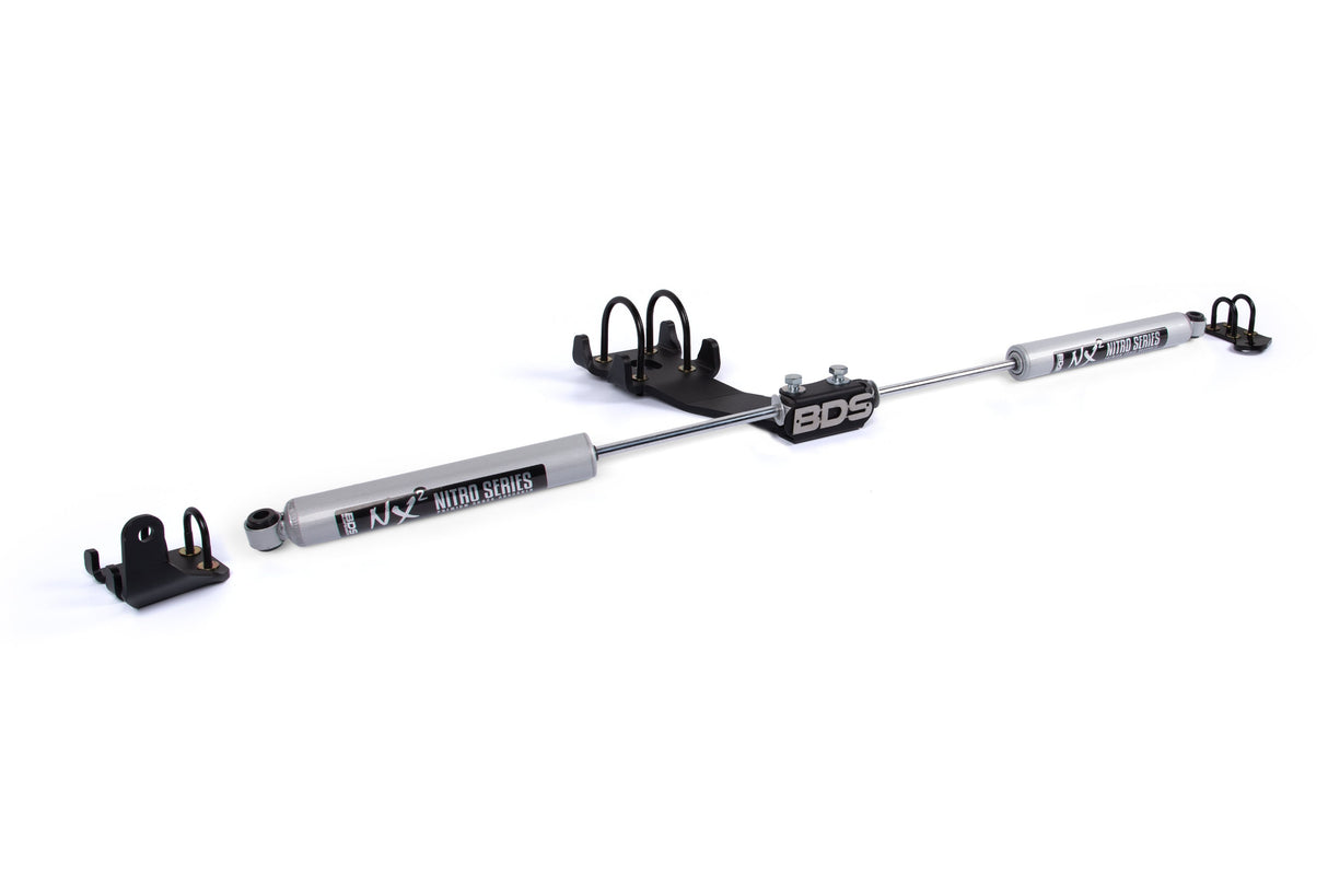 Dual Steering Stabilizer Kit W/ NX2 Shocks - Dodge Ram 1500 (94-01) And 2500/3500 Y-Style (94-08) 4WD BDS Suspension Steering Stabilizer Hardware Kit  AXOPROS