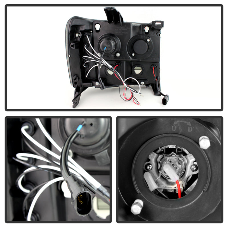 Spyder GMC Sierra 1500/2500 07-13 Projector Headlights LED Halo- LED Blk Smke PRO-YD-GS07-HL-BSM SPYDER Headlights  AXOPROS