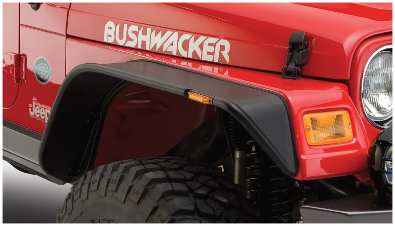 Bushwacker 97-06 Jeep Wrangler Flat Style Flares 4pc - Black Bushwacker Fender Flares  AXOPROS