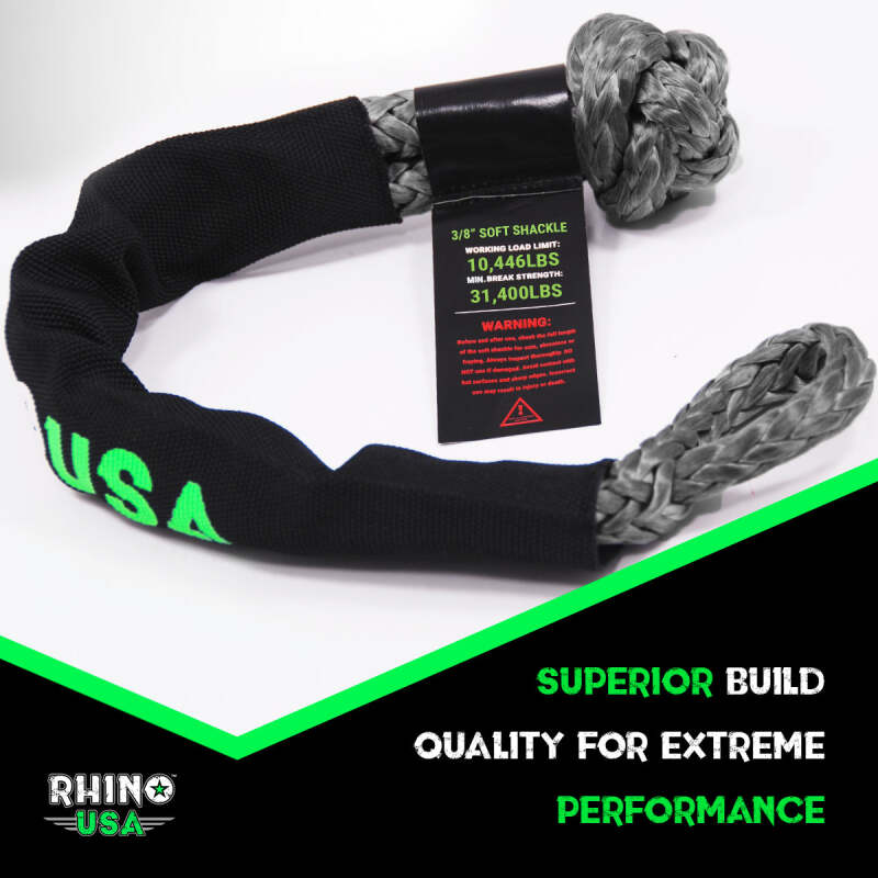 Rhino USA Synthetic Soft Shackles Gray (2-Pack) Rhino USA Shackle Kits  AXOPROS
