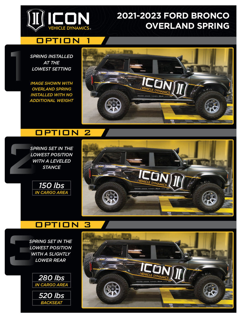 ICON 21-23 Ford Bronco Rear 2.5 VS IR Coilover Kit Heavy Rate Spring ICON Coilovers  AXOPROS