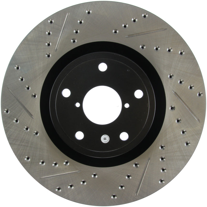 StopTech 05-10 Subaru Impreza WRX/STi Slotted & Drilled Right Front Rotor Stoptech Brake Rotors - Slot & Drilled  AXOPROS