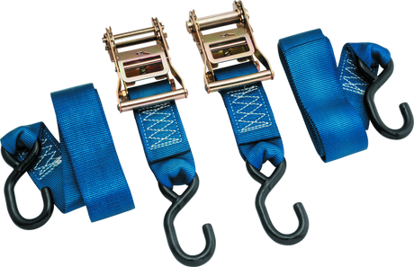 BikeMaster 2x84in Ratchet Tiedown Pair - Blue BikeMaster Cargo Tie-Downs  AXOPROS