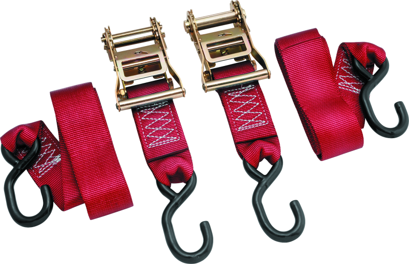 BikeMaster 2x84in Ratchet Tiedown Pair - Red BikeMaster Cargo Tie-Downs  AXOPROS