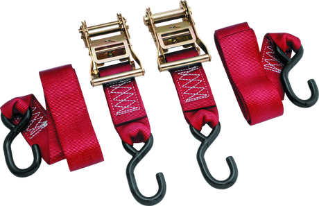 BikeMaster 2x84in Ratchet Tiedown Pair - Red BikeMaster Cargo Tie-Downs  AXOPROS