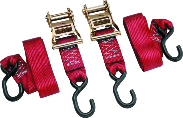 BikeMaster 2x84in Ratchet Tiedown Pair - Red BikeMaster Cargo Tie-Downs  AXOPROS