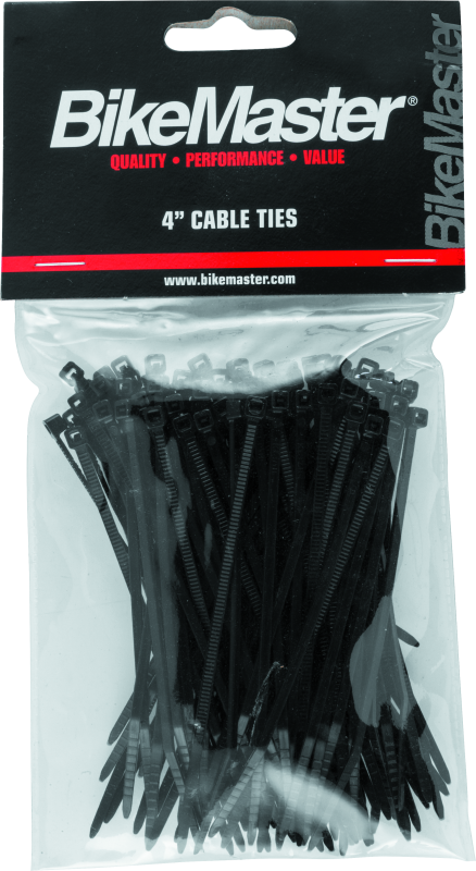 BikeMaster 4in Cable Ties (Pack of 100) - Black BikeMaster Tools  AXOPROS