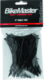 BikeMaster 4in Cable Ties (Pack of 100) - Black BikeMaster Tools  AXOPROS