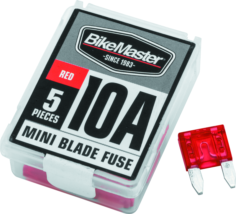 BikeMaster 5Piece 10A Replacement Mini Blade Fuse BikeMaster Light Accessories and Wiring  AXOPROS