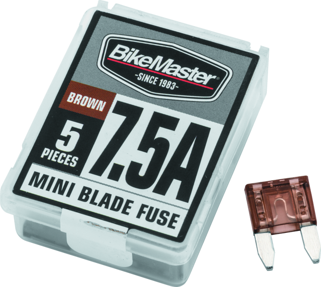 BikeMaster 5Piece 7.5A Replacement Mini Blade Fuse BikeMaster Light Accessories and Wiring  AXOPROS