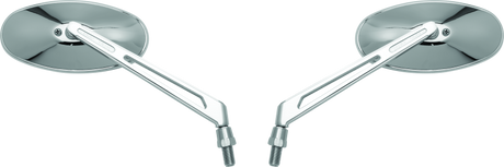 BikeMaster Oval Mirror Machined Arm w/10mm/Yam 10mm/HD Adapters - Pair - Chrome BikeMaster Side Mirrors  AXOPROS