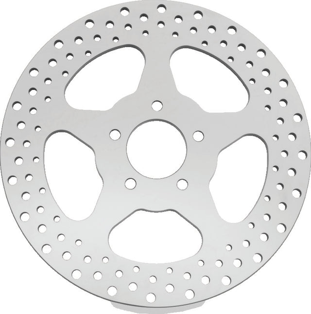 Bikers Choice 00-17 Big Twin 11.5 Inch Polished Frt 5 Spoke Drilled Stnless Rotor Repl H-D 44156-00 Bikers Choice Brake Rotors - Drilled  AXOPROS