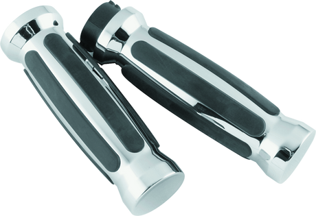 Bikers Choice 81-17 XL & Big Twin Dual Cable Chrome & Black Sensation Grips Pr Bikers Choice Grips  AXOPROS