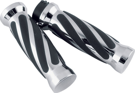 Bikers Choice 81-17 XL & Big Twin Dual Cable Chrome & Black Twisted Grips Pr Bikers Choice Grips  AXOPROS