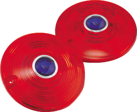 Bikers Choice 86-17 FLH FLT FLST Red Turn Signal Lens With Blue Dot Pr Bikers Choice Lights Corner  AXOPROS