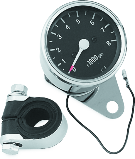 Bikers Choice Big Twin & XL Mechanical Custom Mini Tachometer Black Face 8000 Rpm 2 1/2 Inch Bikers Choice Gauges  AXOPROS