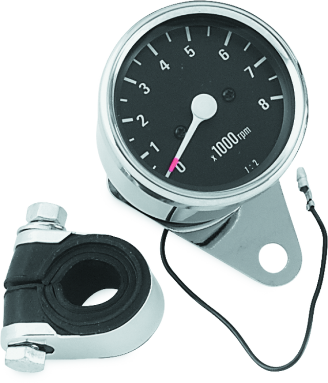 Bikers Choice Big Twin & XL Mechanical Custom Mini Tachometer Black Face 8000 Rpm 2 1/2 Inch Bikers Choice Gauges  AXOPROS