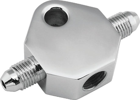 Bikers Choice Chrome Brake Tee 1/8 NPT Center Hole Male AN-3 Side Holes Bikers Choice Brake Hardware  AXOPROS