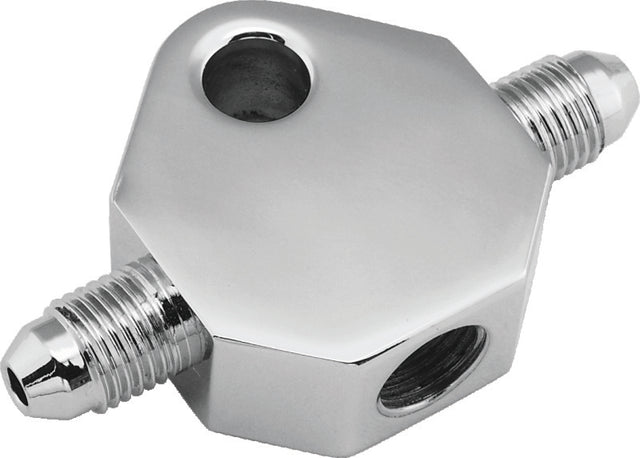 Bikers Choice Chrome Brake Tee 1/8 NPT Center Hole Male AN-3 Side Holes Bikers Choice Brake Hardware  AXOPROS