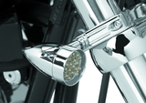 Bikers Choice Chrome Mini LED Turn Signals W/ 41 MM Clamp Universal Custom Pr Bikers Choice Lights Corner  AXOPROS