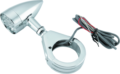 Bikers Choice Chrome Mini LED Turn Signals W/ 41 MM Clamp Universal Custom Pr Bikers Choice Lights Corner  AXOPROS
