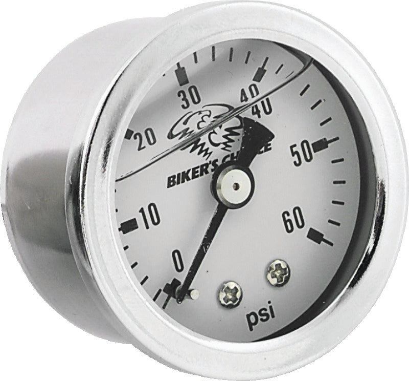 Bikers Choice White Face Liquid Filled Oil Pressure Gauge 0-60 Psi 1/8 NPT Bikers Choice Gauges  AXOPROS