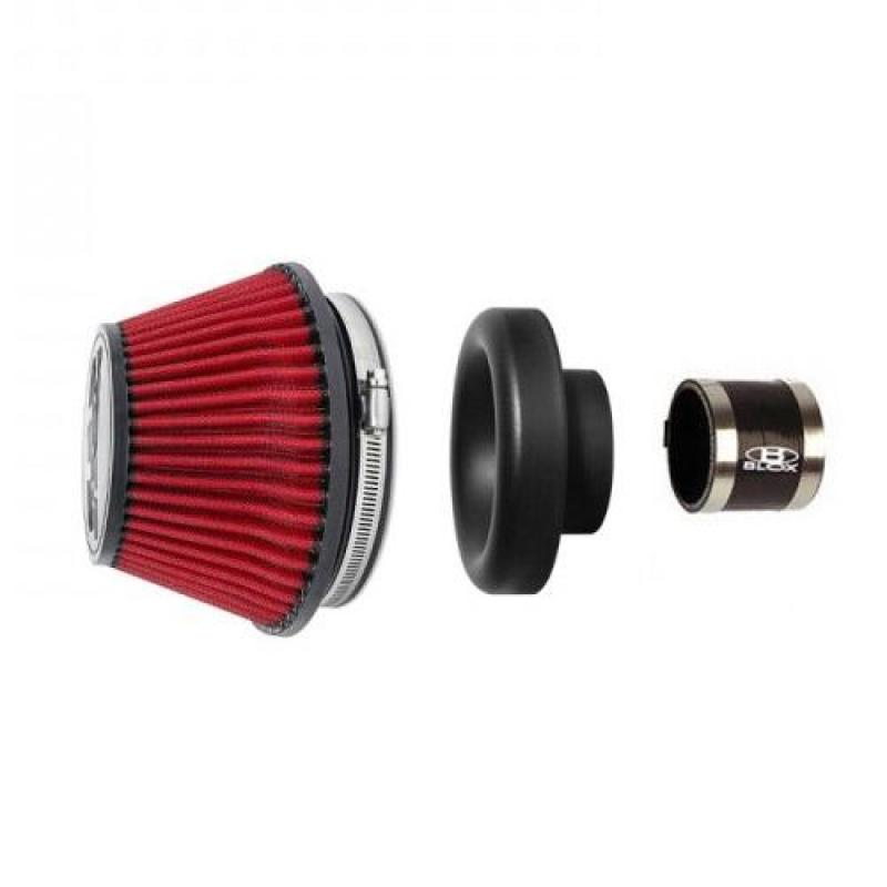 BLOX Racing Shorty Performance 5in Air Filter w/4in Velocity Stack and Coupler Kit BLOX Racing Air Filters - Direct Fit  AXOPROS