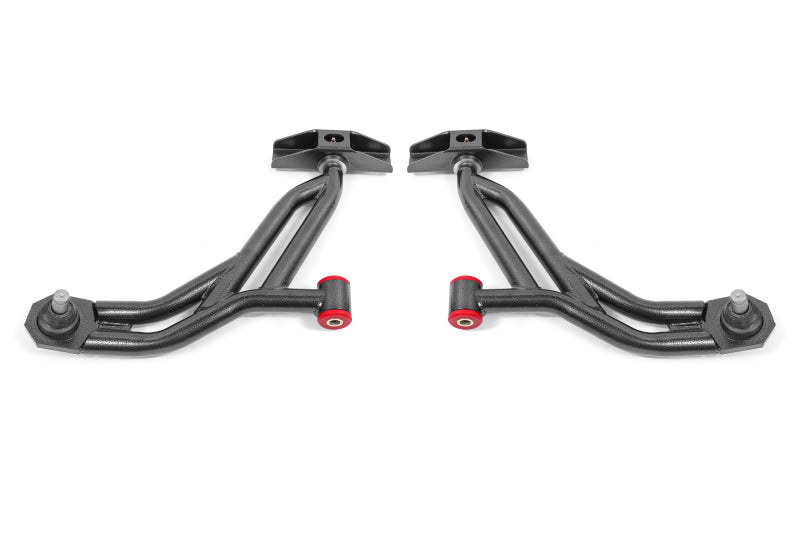 BMR 10-14 Ford Mustang / Shelby GT500 Non-Adj. Lower A-Arms (Poly/Delrin) - Black Hammertone BMR Suspension Control Arms  AXOPROS