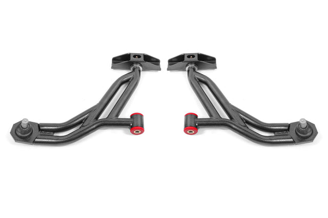 BMR 10-14 Ford Mustang / Shelby GT500 Non-Adj. Lower A-Arms (Poly/Delrin) - Black Hammertone BMR Suspension Control Arms  AXOPROS