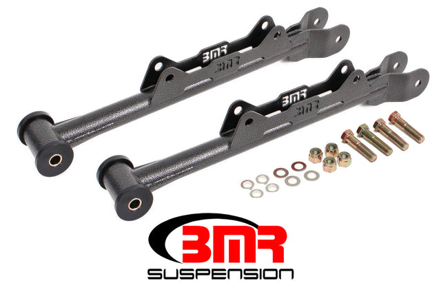 BMR 10-15 5th Gen Camaro Chrome Moly Non-Adj. Rear Lower Control Arms (Delrin) - Black Hammertone BMR Suspension Control Arms  AXOPROS